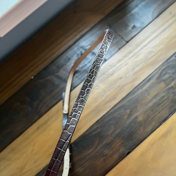 Skinny Brown Leather (Crocodile Style) Belt - Picture 3 of 4